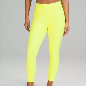 DISCONTINUED COLOR - neon yellow lulu leggings - HIGH RISE 25’ - NEVER WORN -